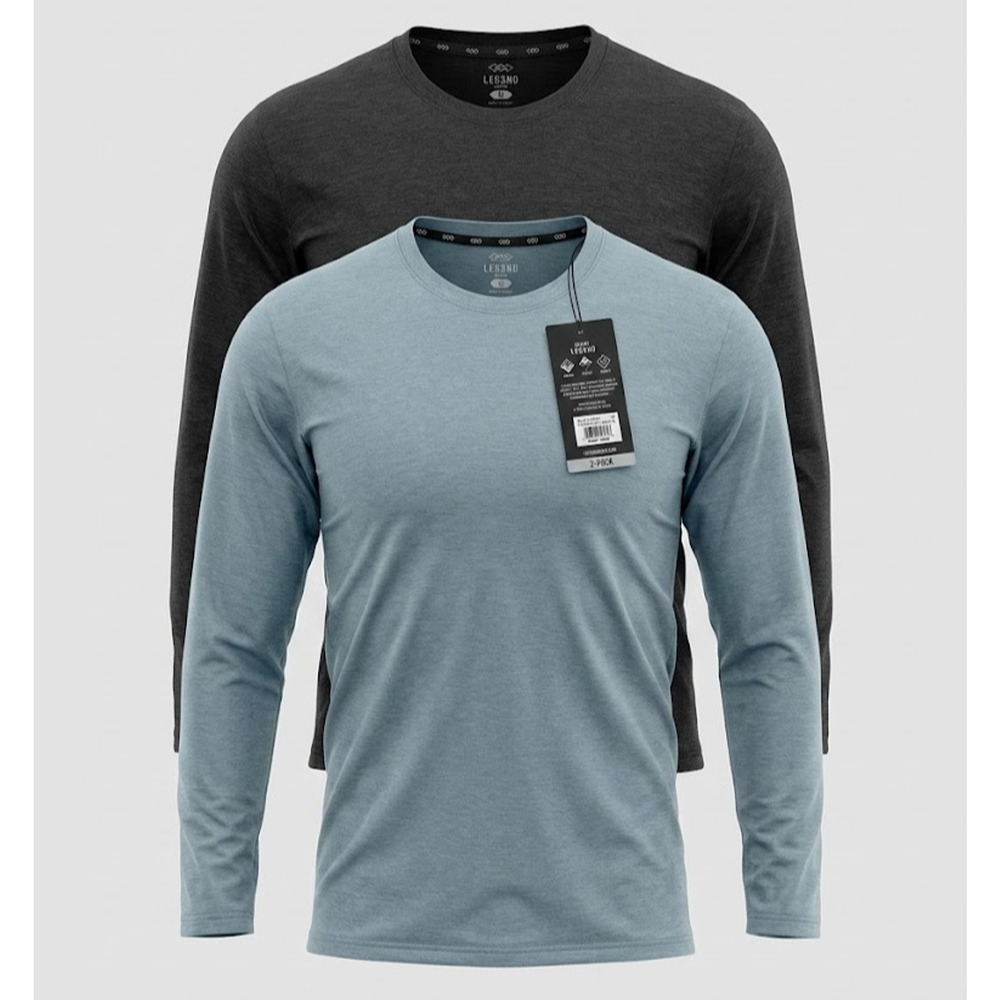 LEG3ND Men's Athletic Long Sleeve T-Shirt 2-Pack Size Medium Wicking Stretch NEW